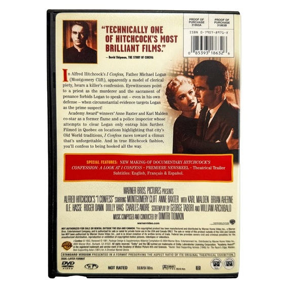 I Confess DVD (1953) – Hitchcock Thriller – Like New - Picture 2 of 3